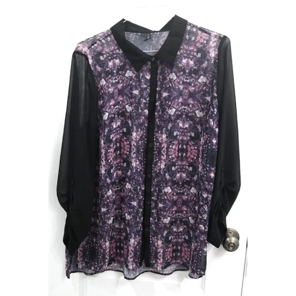 Maurices Womens Long Sleeve Long Blouse with Sheet Material Size 2 - Picture 1 of 2